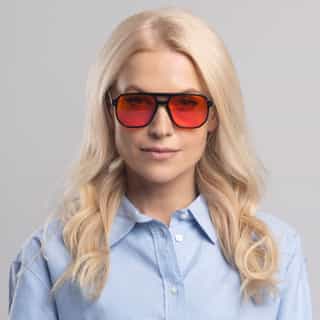 kobiece okulary concrete na noc do wieczornego czytania z pomarańczowym filtrem biohac