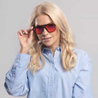 damskie okulary concrete biohac coralguard na noc z czerwonymi soczewkami relaksacyjnymi