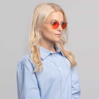 Okulary Transparent przezroczyste okulary transparent z czerwonymi szkłami na noc skuteczna ochrona przed bezsennością